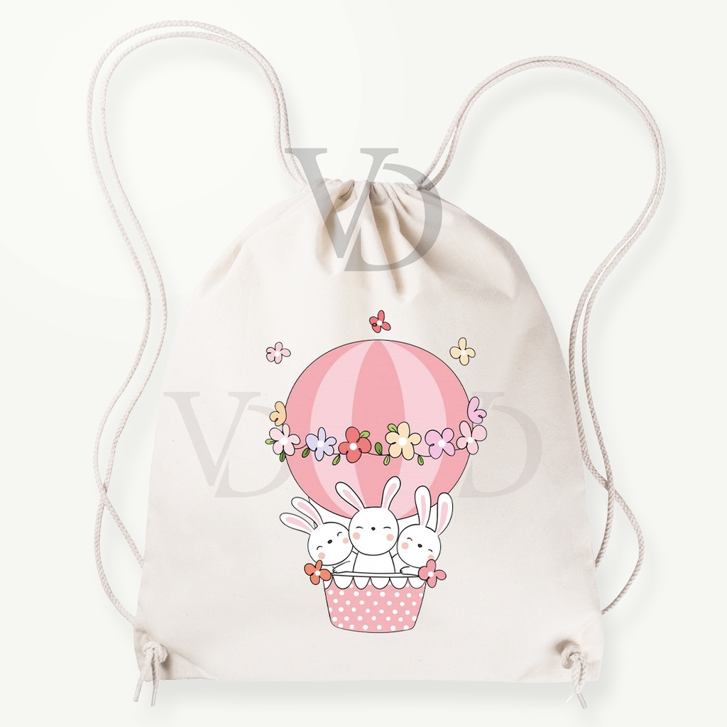 tas serut kanvas rabbit cute / tas gendong lucu / hampers anak