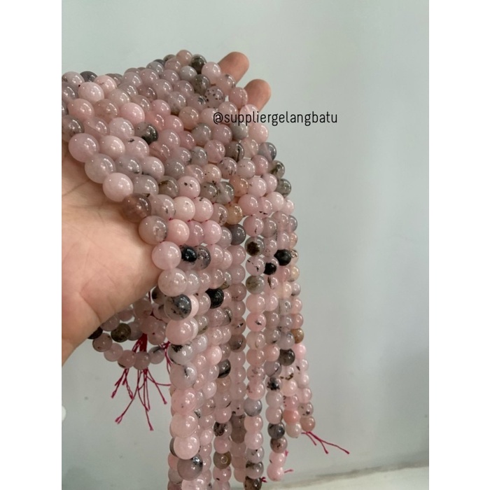 batu alam 10mm PINK rhodochrosite akik bahan natural rangkai aksesoris