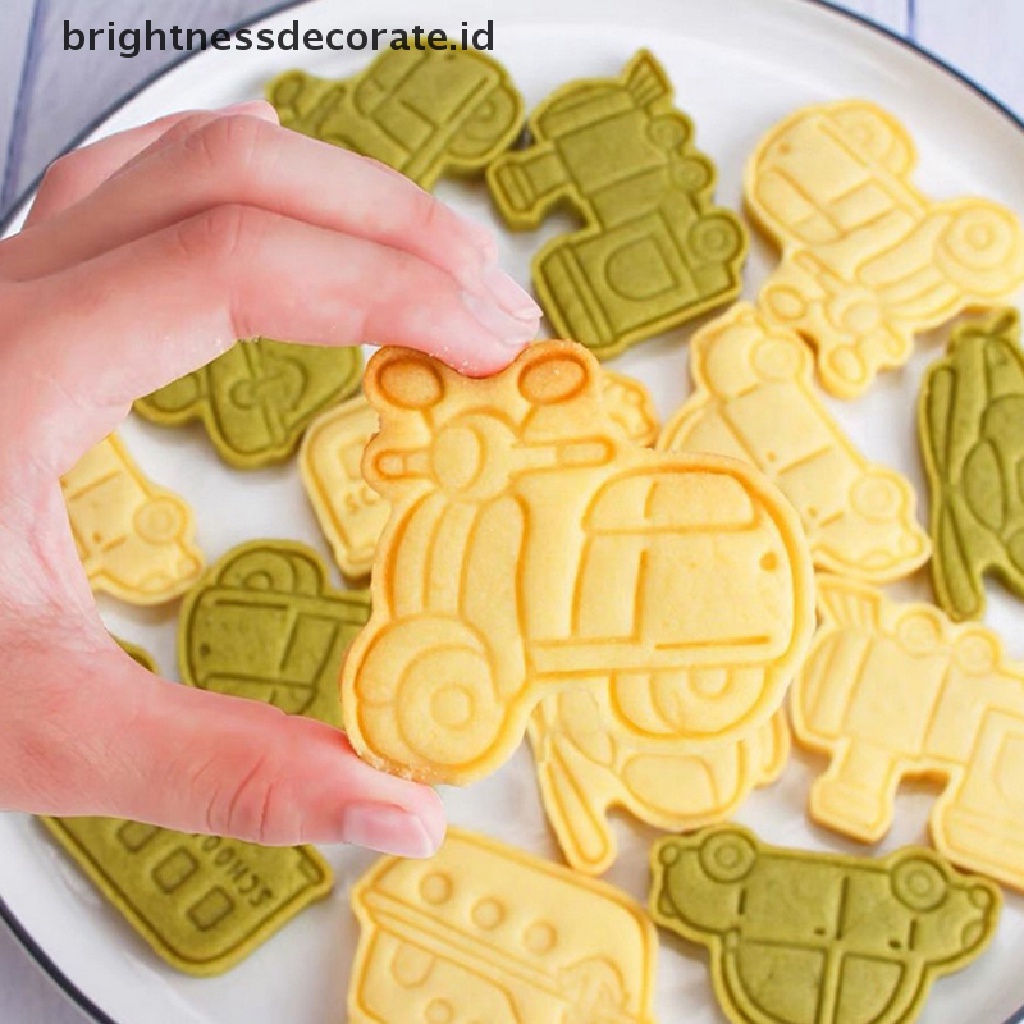 [Birth] 6pcs 3D Mobil Pesawat Cookie Cutter Biskuit Cetakan Kereta Transportasi Kendaraan Baking Stamp Press Sugarcraft Fondant Kue Pemotong [ID]