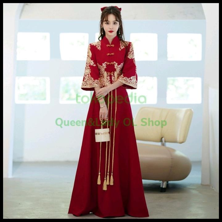 Maxidress Gaun Mewah Qipao Pengantin Wedding Bridal Sangjit Import