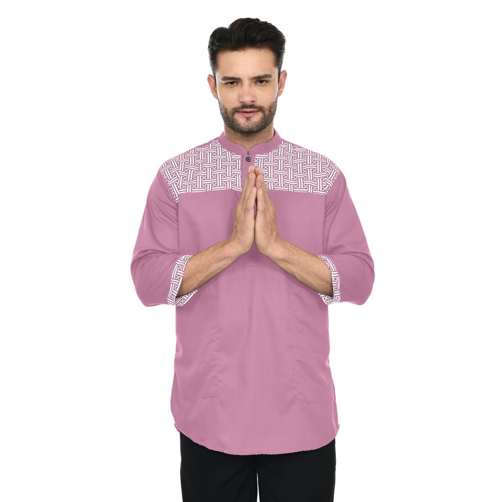 Baju Koko Batik Lengan 3/4 Bahan Toyobo Brand Dalah Dusty Pink