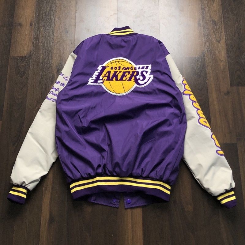 VARSITY JAKET LAKERS UNGU WHITE BORDIR BACK AUTHENTIC FULLTAG &amp; LABEL