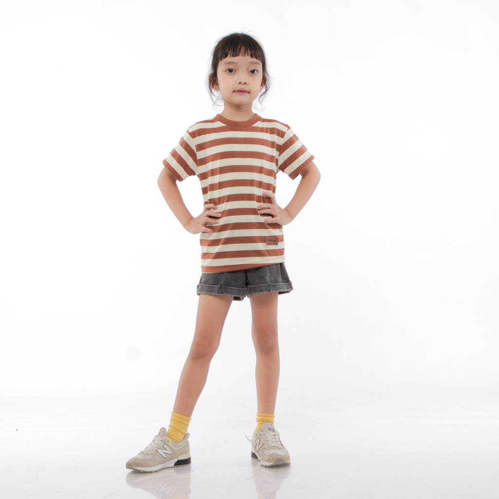 Atasan Baju Kaos Anak Strip Lengan Panjang Dan Pendek Unisex Terbaru 3 Sampai 14 Tahun