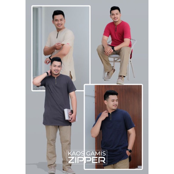 Ahadstoreofficial - Kaos Gamis Zipper - Cotton Combed 30s - Kaos Gamis Premium