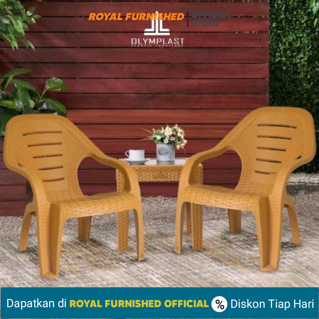 Kursi Teras Plastik - Kursi Teras Plastik OLYMPLAST Rotan 1 Set