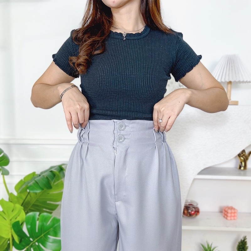 Celana Panjang Wanita Bahan Shakila Kancing 2 Resleting  HITS OOTD SELEBGRAM FASHION TERKINI - DANICA PANTS