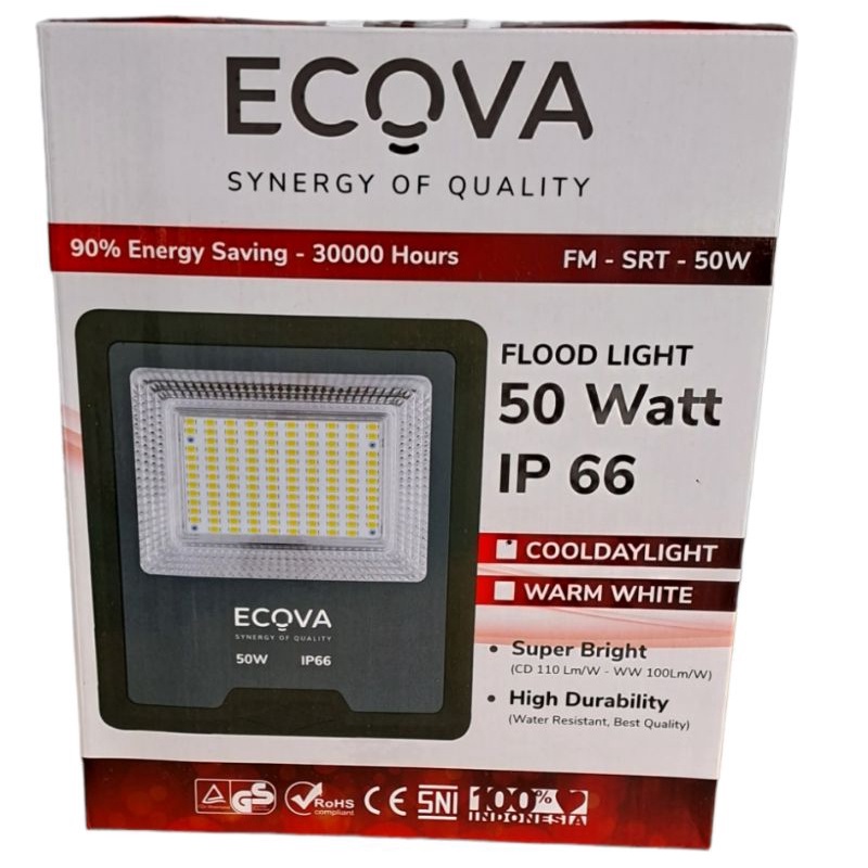 lampu sorot led ecova floodlight 50watt putih lampu led sorot tembak
