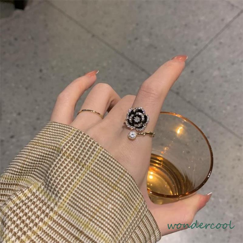 Cincin Camellia Berlian Aksesori Cincin Mewah Wanita-Won