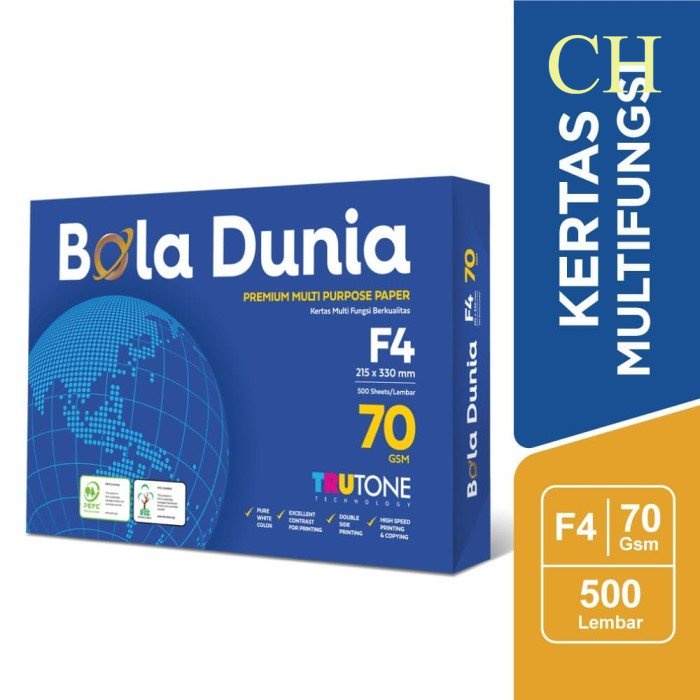

Bola Dunia Kertas Fotocopy 70 GSM F4 berkualitas