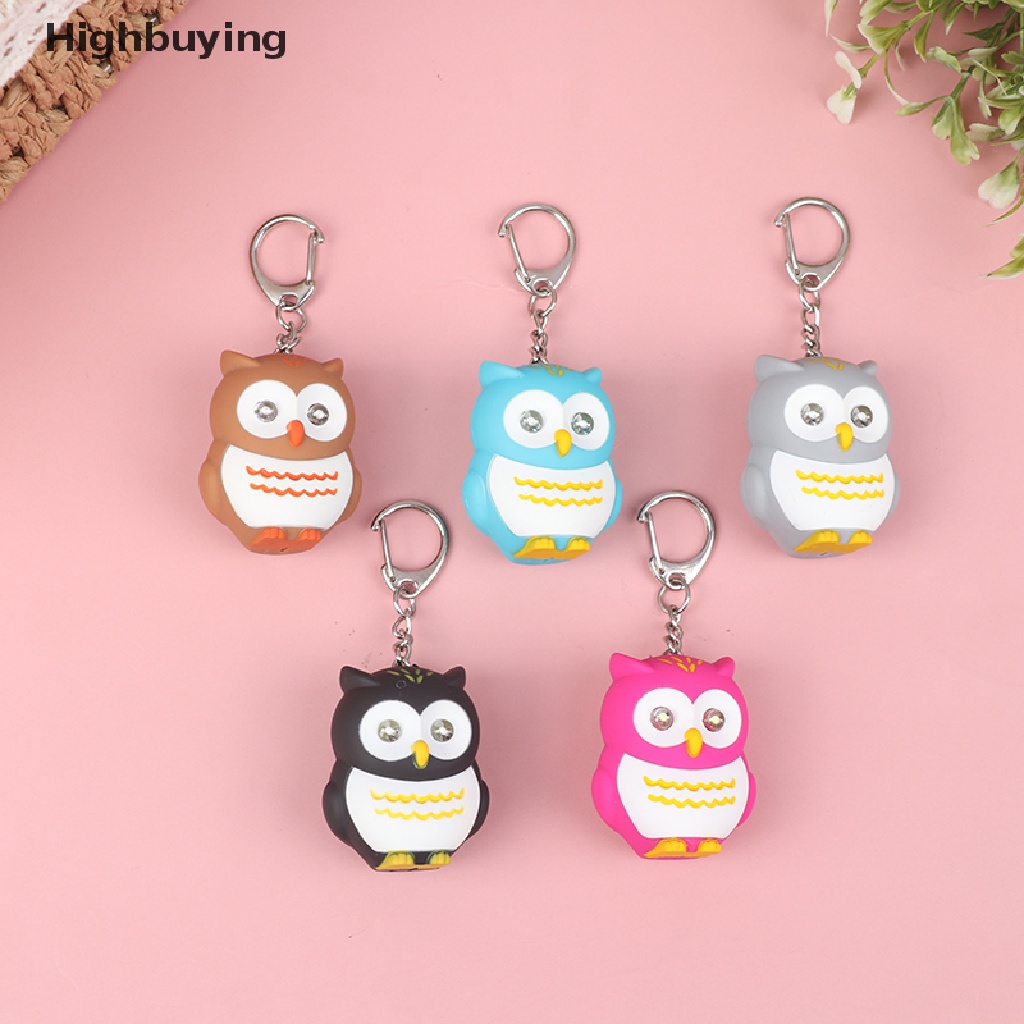 Hbid Cute owl Keyring LED Torch Dengan Lampu Suara Keyfob Hadiah Mainan Fashlight Keychain Glory