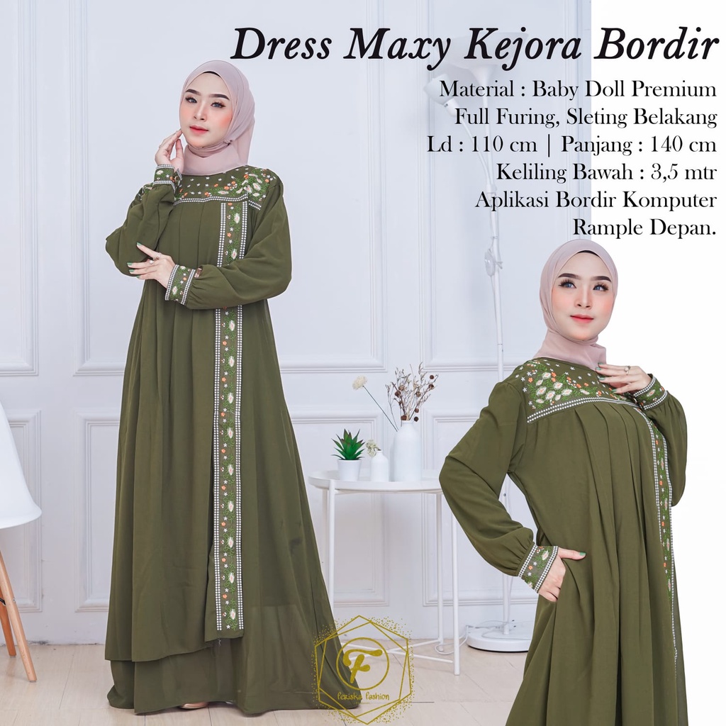 DRESS MAXY CERUTY BORDIR KEJORA GAMIS KELUARAN TERBARU MODEL KEKINIAN REMAJA WANITA UPDATE