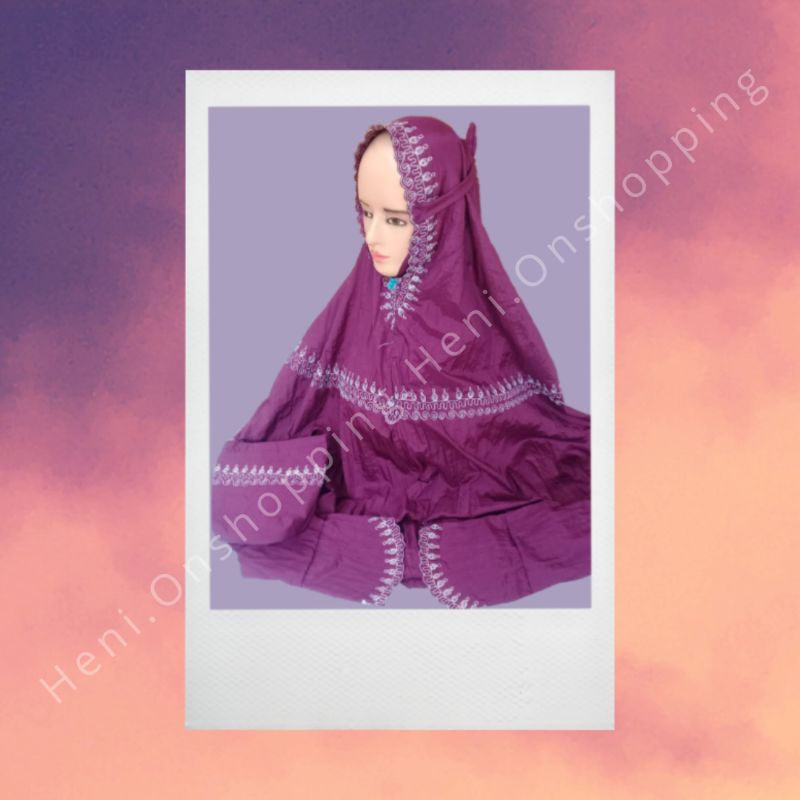 Mukena Terusan Parasut Bordir Stik Jumbo Dewasa Mukena Parasit Travelling