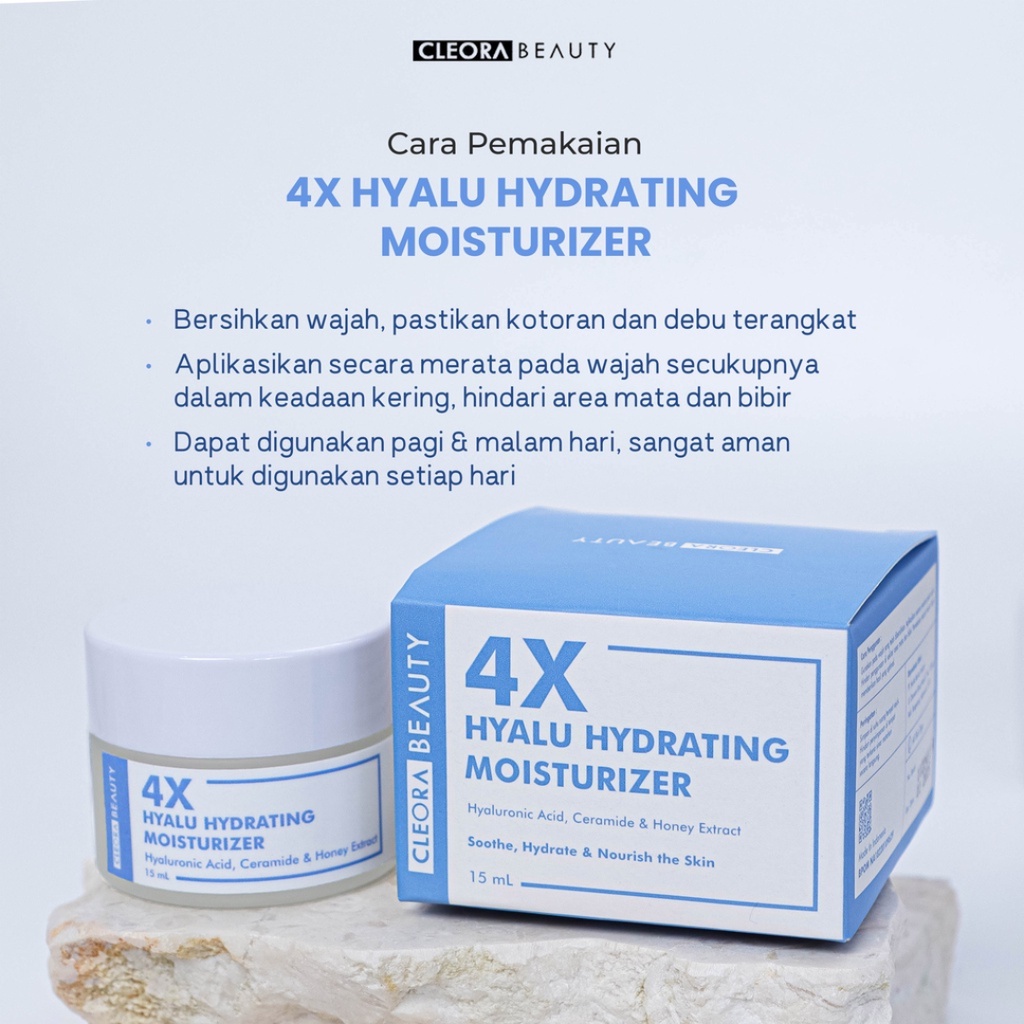 [ Agen Resmi ] Cleora 4X Hyalu Hydrating Moisturizer - Cloera Pelembab Wajah Memperbaiki Skin Barrier dan Primer Menghidrasi Kulit Wajah