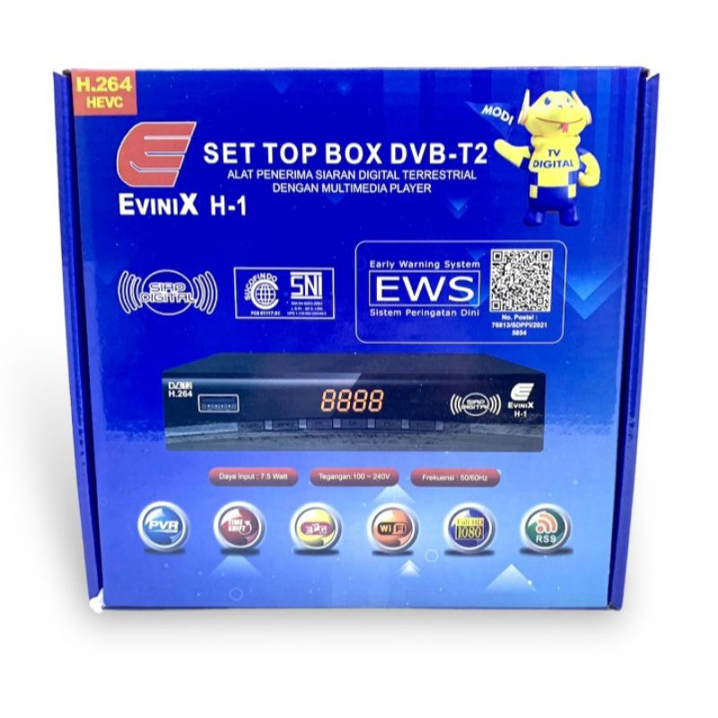 STB TV DIGITAL SET TOP BOX TV DVB T2 EVINIX Full HD