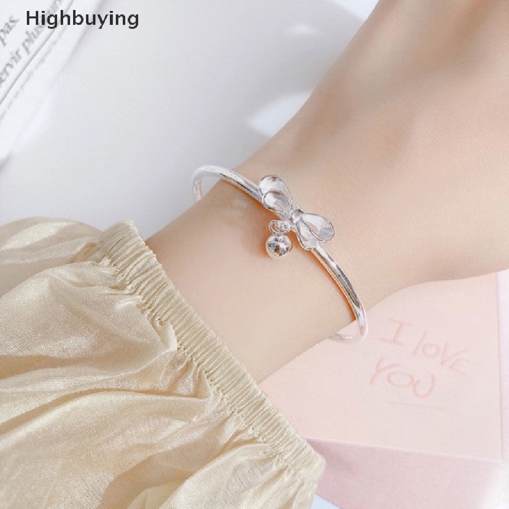 Hbid Perak Busur Lonceng Wanita Elegan Bangle Perhiasan Rumbai Ikatan Simpul Lonceng Pesona Gelang Bangle Lucu Aksesoris Perhiasan Pesta Pernikahan Hadiah Glory