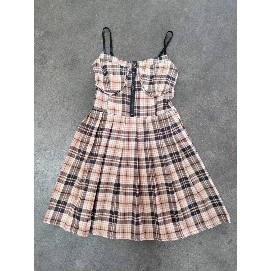FIONA MINI DRESS KOTAK GOULEN COKLAT CASUAL WANITA JK