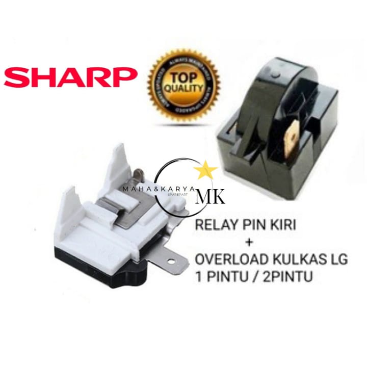 Relay 1 Pin Kiri + Ptc Overload Kulkas SHARP 1 Pintu / 2 Pintu