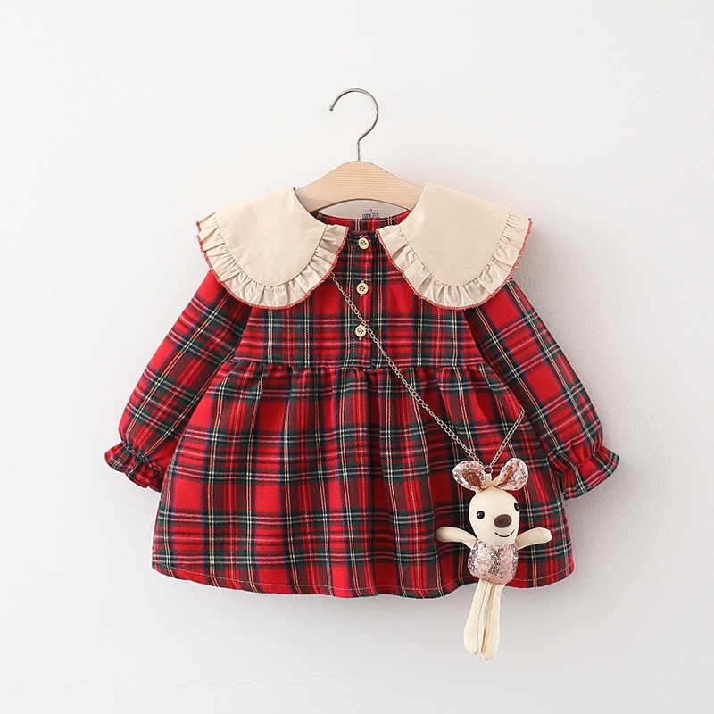 [eleypan.kids] Dress Anak IMPORT BONUS TAS Teddy Premium Quality Terusan Lengan Panjang Anak Perempuan