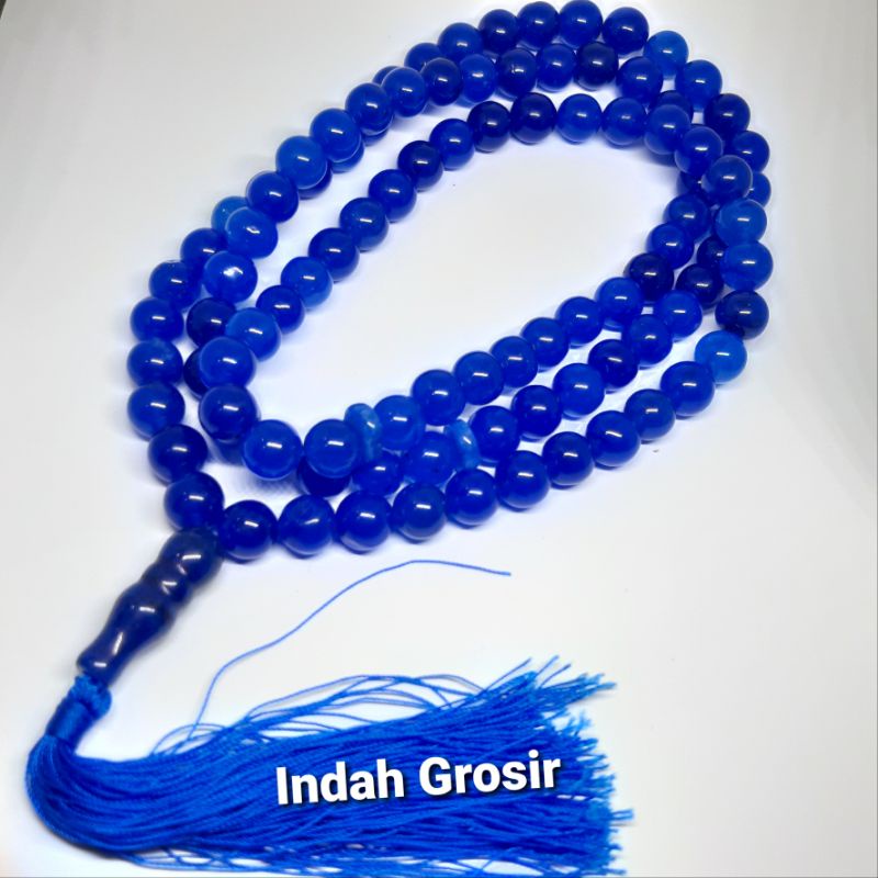 TASBIH BATU BLUE JADE KRISTAL 10MM 99BUTIR