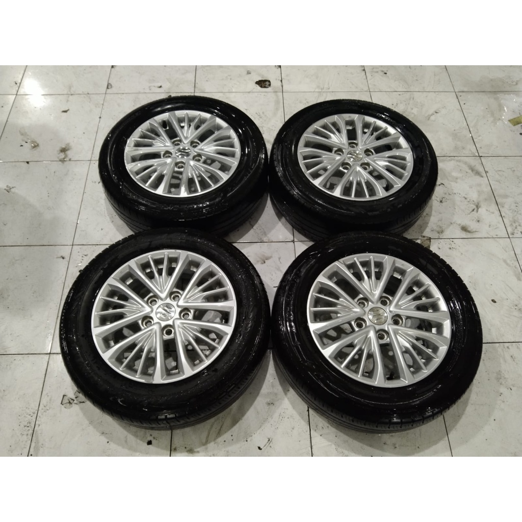 Velg Bekas Murah Ori Copotan Mobil New Ertiga R15 Hole 5 x 114 Silver + Ban Dunlop 185 65 r15 Bisa U