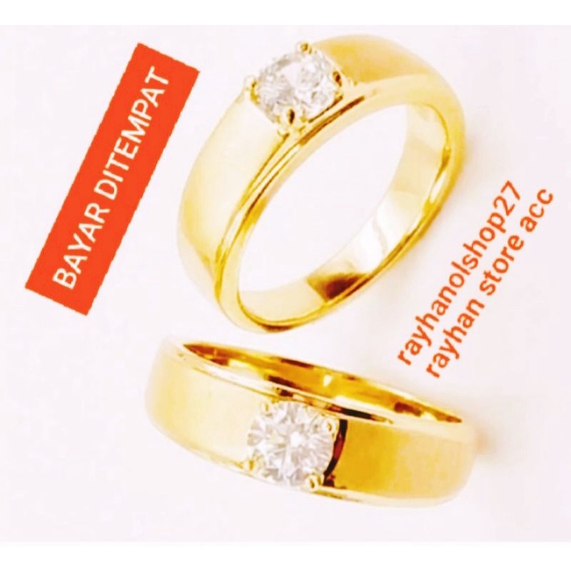 CINCIN COUPLE PRIA WANITA MEWAH BERKUALITAS LAPIS EMAS Gold 1 PCS DAN DUA PCS ELEGAN DAN MENAWAN