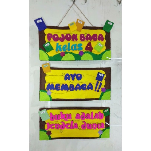 hiasan dinding pojok baca dekorasi sekolah kain flanel bisa COD