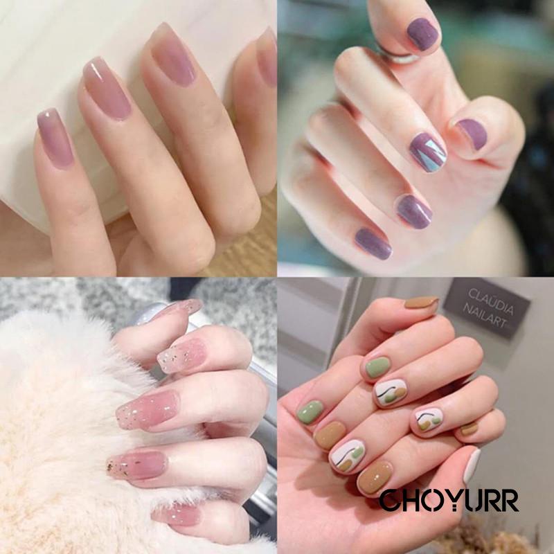 【COD】Kuku Palsu Polos/False Nails Warna Glossy 24Pcs French Manicure 3D Kuku Palsu Polos Untuk Nail Art / Manicure-CH