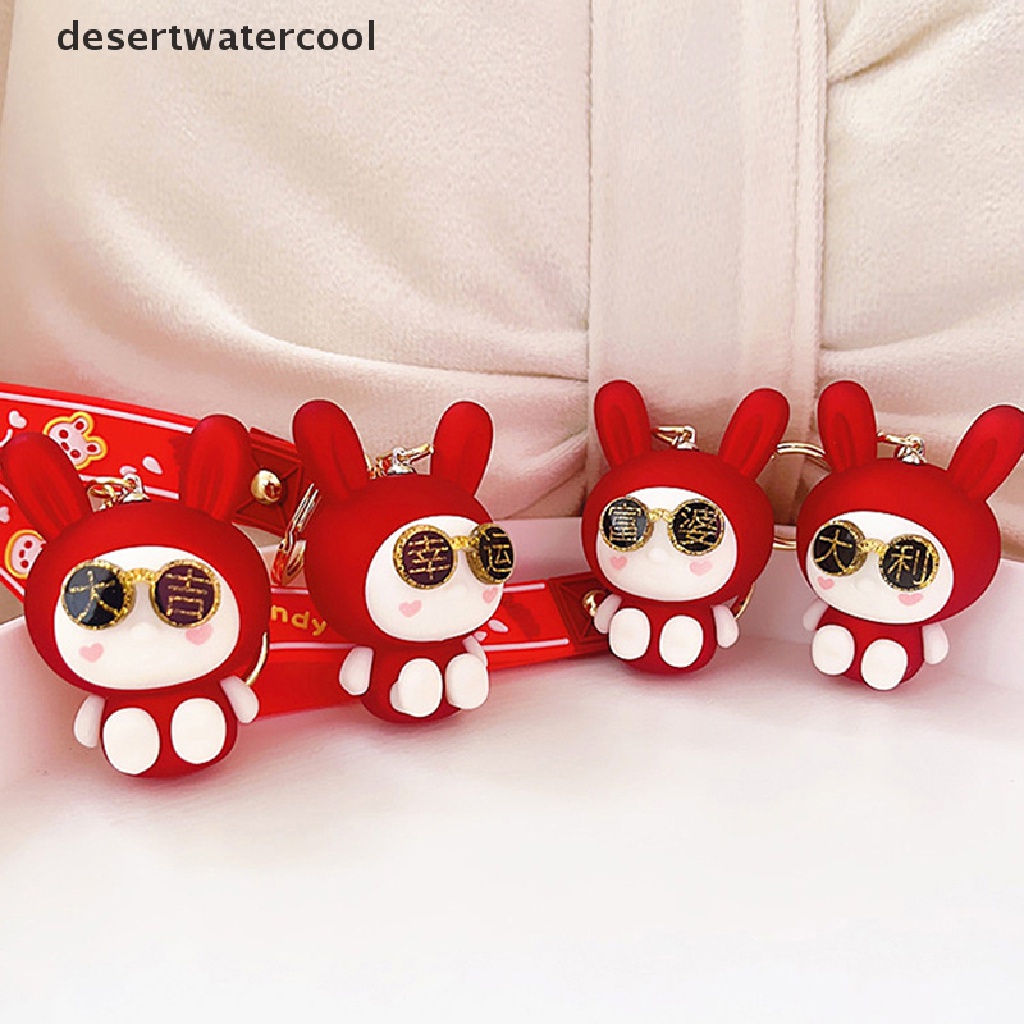 Deid Cute Bunny Keychain Kartun Hewan Kelinci Kreatif Tahun Baru Gantungan Kunci Tas Boneka Liontin Kunci Mobil Liontin Dekorasi Gantungan Kunci Hadiah Natal Martijn