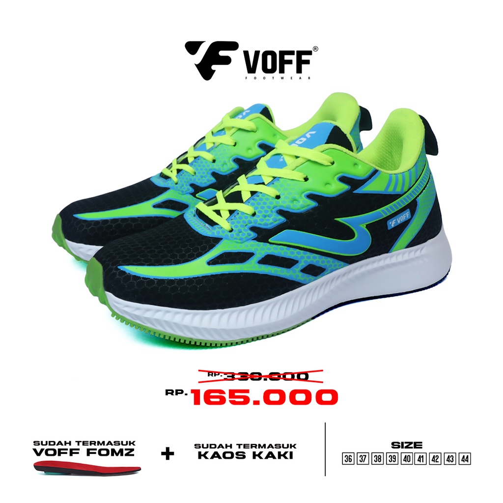 Voff - Sepatu Running Sneakers Pria Wanita Massive Black Stabilo