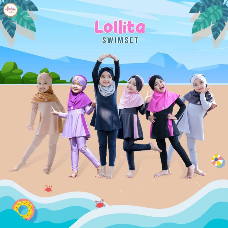 Afsheenastore lollita swimset baju renang muslim anak by almahyra