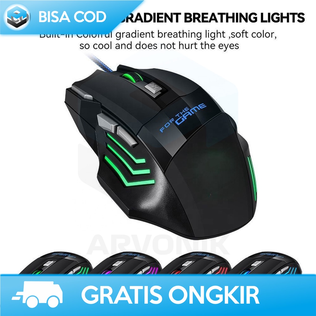 MOUSE GAMING KABEL ERGONOMIS DESAIN 2400DPI GAMING MOUSE G6 RGB LIGHT