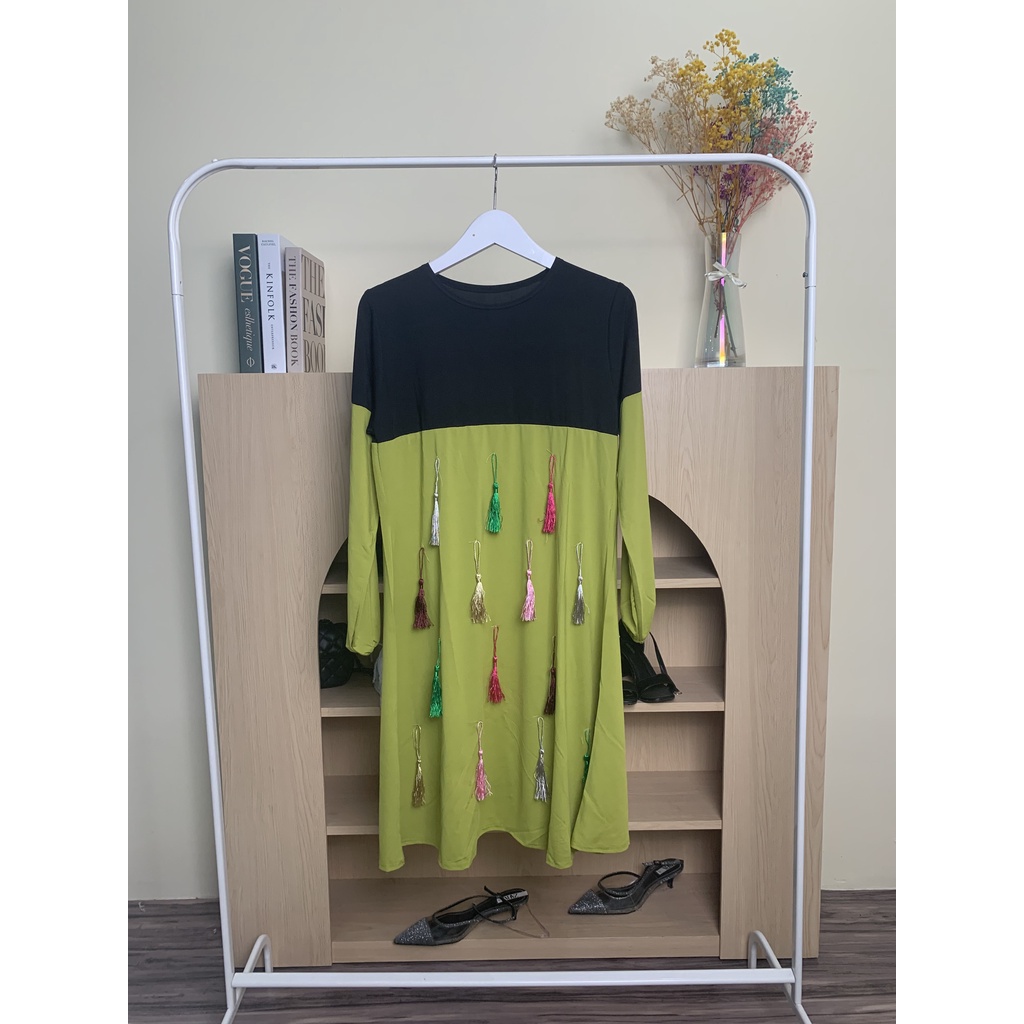 HOPYLOVY SALE - Sabia Set Setelan Wanita Bahan Jersey Model Rumbai