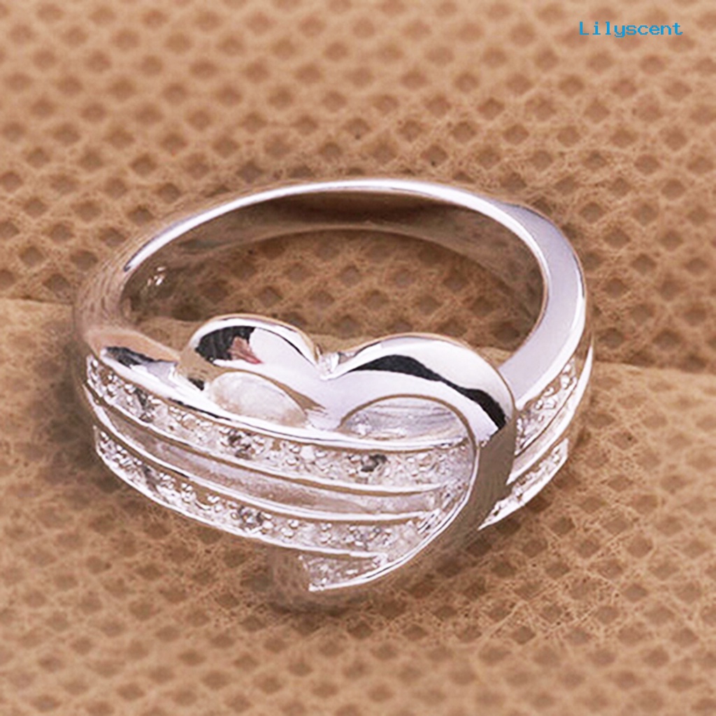 [LS] Cincin Mewah Cantik Bentuk Hati Pertunangan Klasik Bridal Ring Untuk Hadiah