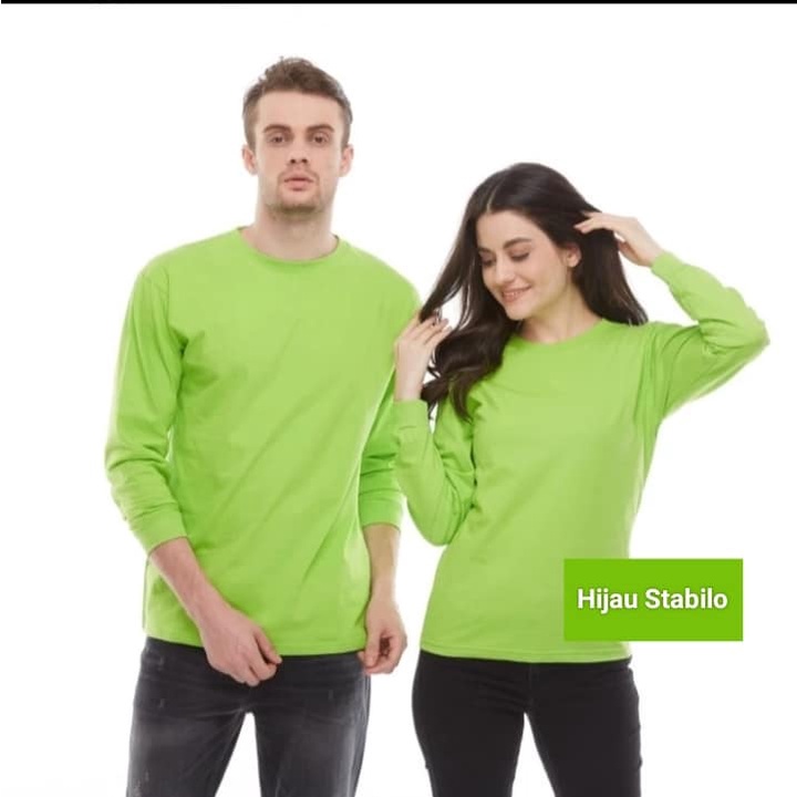Kaos polos lengan panjang soft katun combed 30s warna Hijau Stabilo - kaos lengan panjang polos Hija