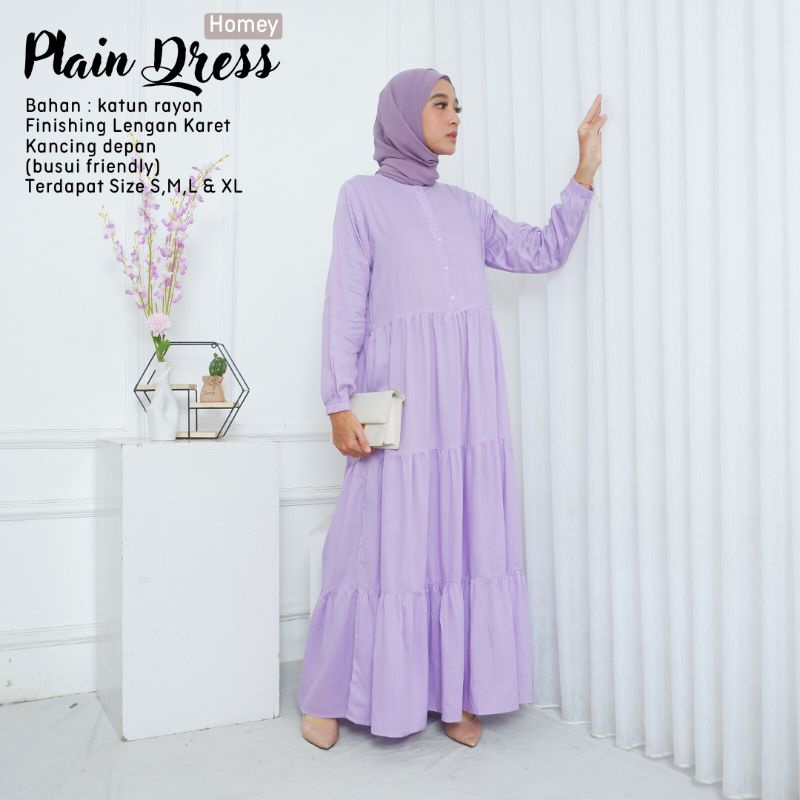 New - Homey Dress Polos Murah Gamis Dewasa Polos Jumbo Termurah Bahan Katun Rayon Premium Nyaman Dipakai | Bisa Cod