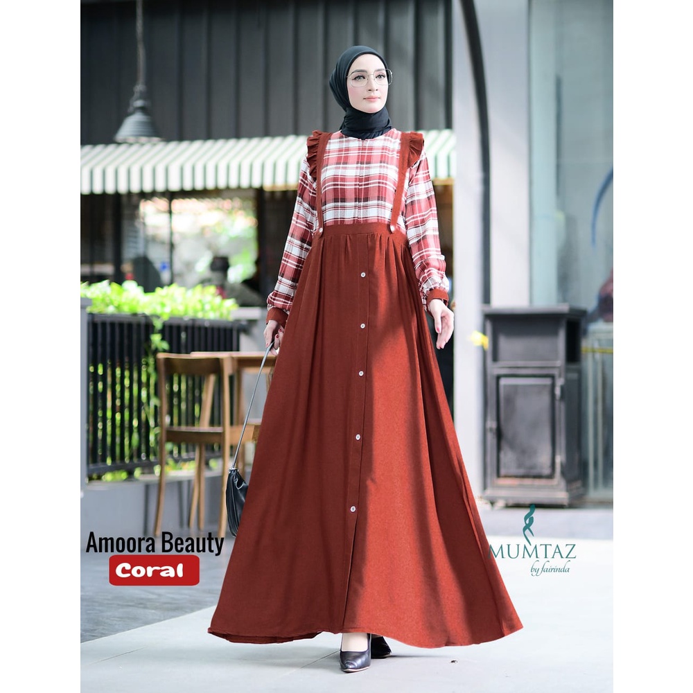 DRESS AVRIL AMOORA MUMTAZ GAMIS OVERALL STYLE CASUAL HANGOUT REMAJA WANITA SYARI KEKINIAN
