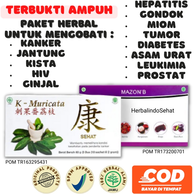 Obat Kanker Payudara Serviks Tumor Ganas Rahim Kandungan Keputihan Herbal K Muricata & Mazon B