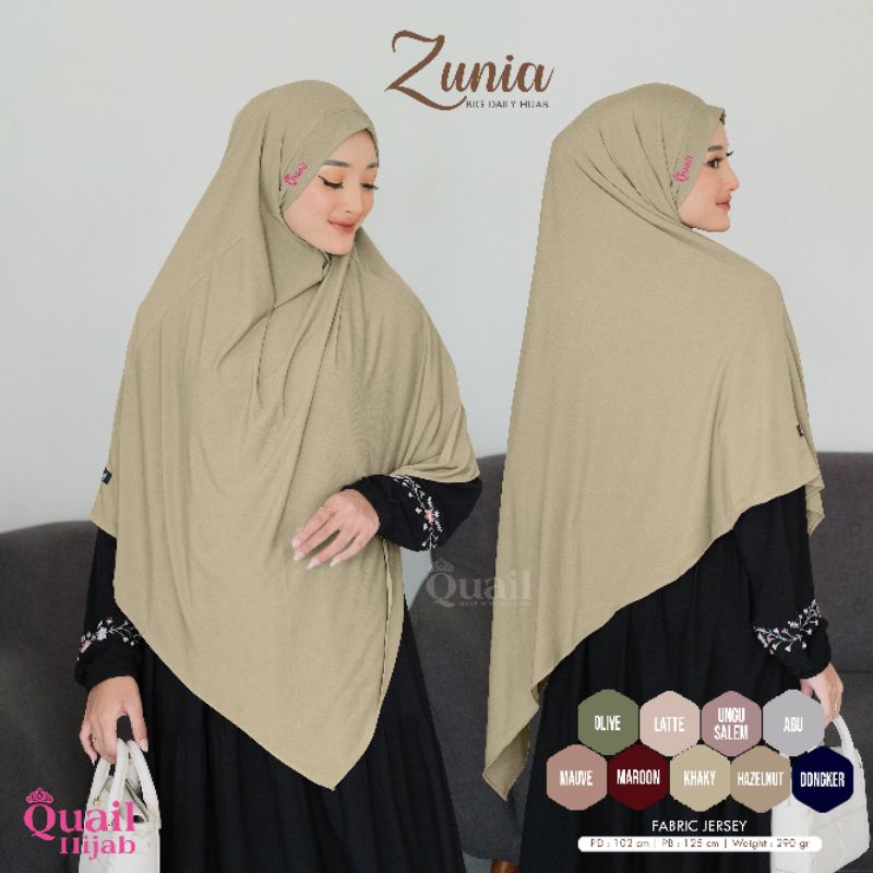 Jilbab Instan Bergo Jumbo Jersey Original Quail Hijab ZUNIA