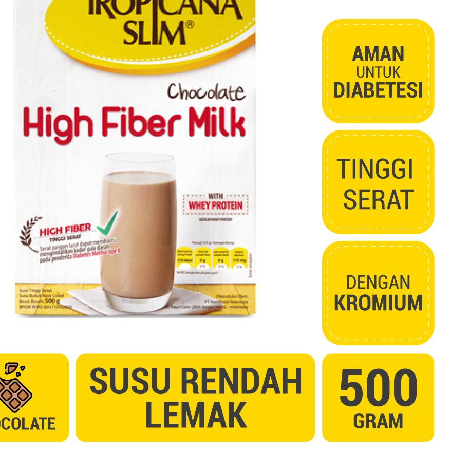 

COD | KSH|Tropicana Slim Susu High Fiber Chocolate 500gr - Susu Tanpa Penambahan Gula