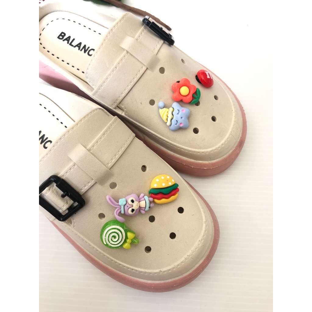 Sepatu Sandal Slop Anak Perempuan Cewek Jibbitz Import Jelly Balance LLJ-039