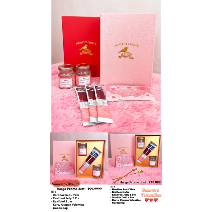 

✨READY✨ -Hampers edisi valentine isi REALFOOD 3 botol (forever young/stayfit) - Tanpa sendok- 1.1.23