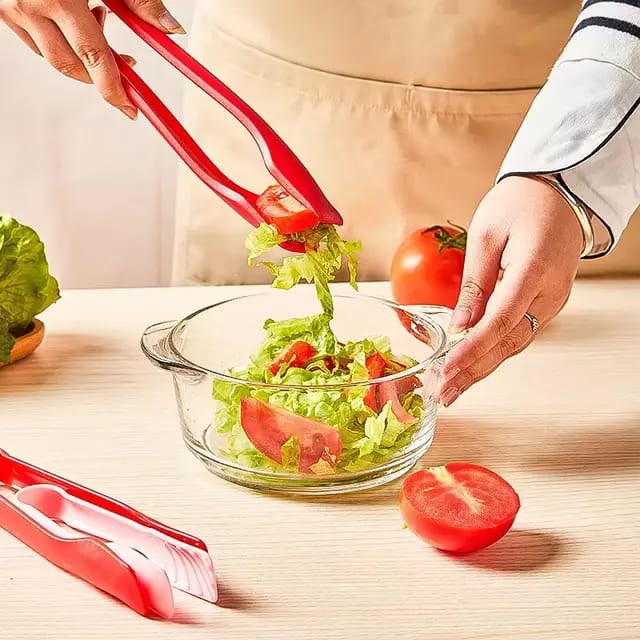 Capitan Penjepit 3 in 1 Plastik Jepitan Roti Kue Serbaguna Tahan Panas Anti Lengket Capitan Gorengan Salad Buah Sayuran Dapur Masak Silicone Plastik 3 in 1 Kitchen Food Tongs TERMURAH TERLARIS