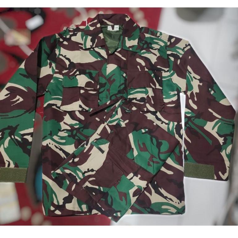 [PRODUK-Y9BBV78] Baju pdl loreng tni bahan velbed semiwool full puring / Pdl baloteli tactis wanaray