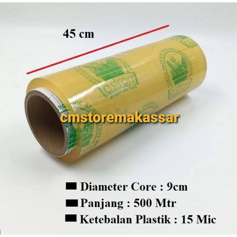 Plastik Wrapping Barang 45 x 500 Ketebalan 15 Micron Astron Wrapping Film Plastik Roll Cling Wrap Fo