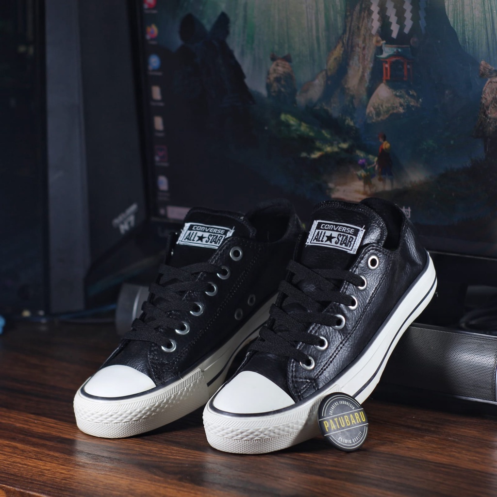CONVERSE ALL STAR PREMIUM KULIT LEATHER SEPATU KULIT HITAM PUTIH PRIA-WANITA PREMIUM IMPORT VIETNAM 