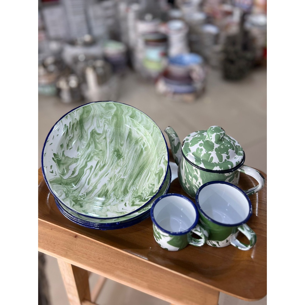 Piring Blirik 20cm 1PCS Piring Seng Piring Enamel Piring Makan Motif Blirik Jadul