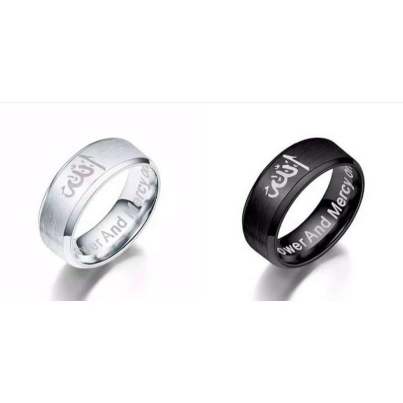 Cincin Titanium Balck Lafaz Alloh || Cincin Pria/Wanita Anti Karat Casual