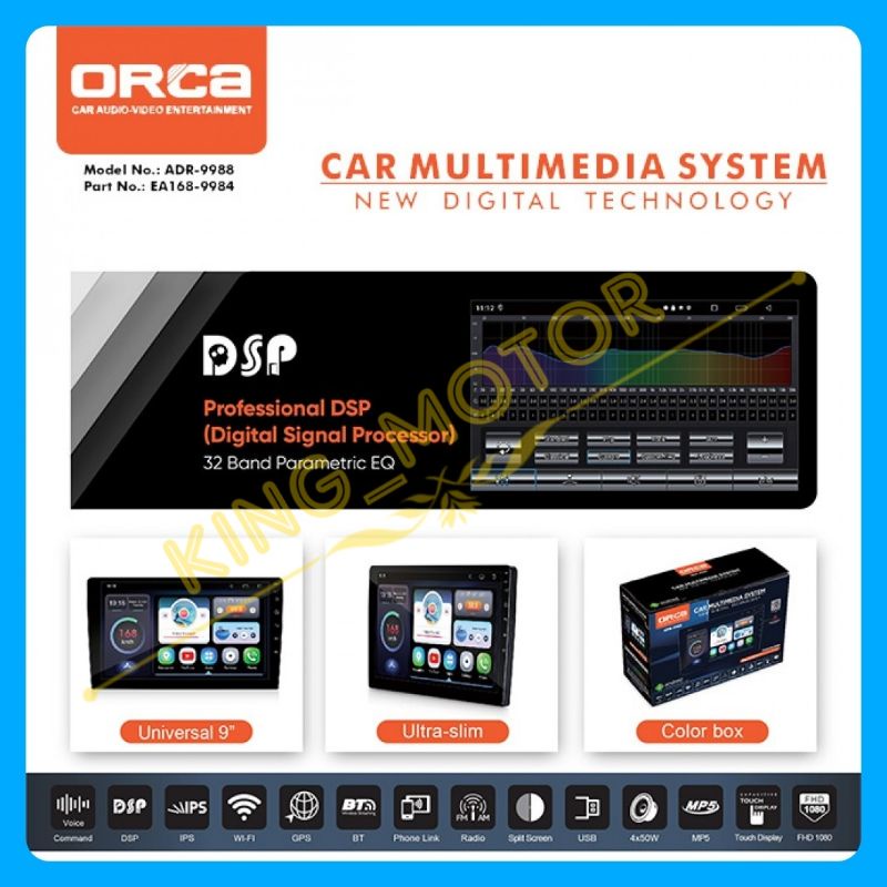 Head Unit Android 9 Inch / 10 Inch ORCA ADR-9988 New Standard Android Auto - Apple CarPlay