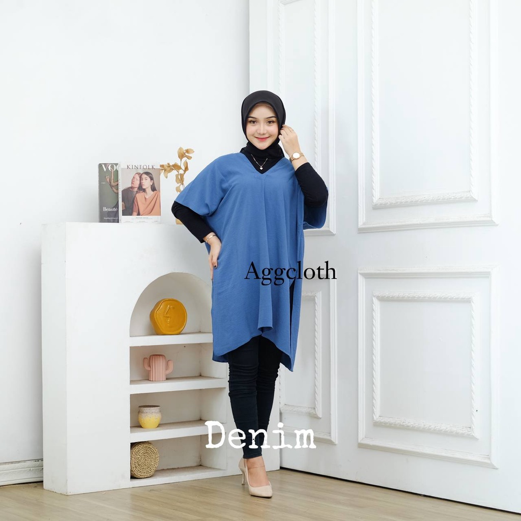 LONG SQUARE TOP ATASAN BLOUSE WANITA AIRFLOW CRINKLE ANTI LECEK AIR FLOW