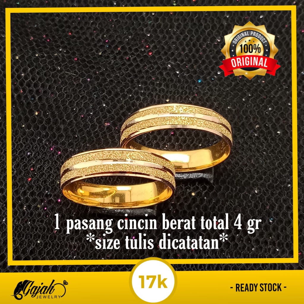 Cincin nikah emas 17k  - 1 pasang 4 Gr kadar 750 - 4075